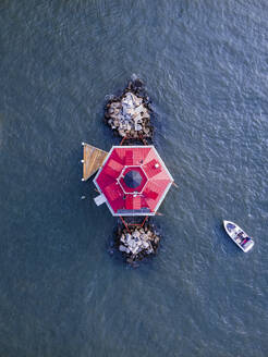 Aerial view of the Thomas Point Shoal Lighthouse in Annapolis, Maryland, United States. - AAEF20142