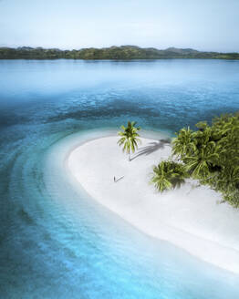 Aerial view of a person walking on a tropical beach on Pass Island, Busuanga, Coron, Palawan, Philippines. - AAEF20207