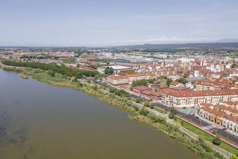 Aerial view of Talavera de la Reina, a small town along the Tagus river in Toledo district, Spain. - AAEF20250