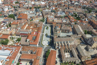 Aerial view of Plaza del Pan in Talavera de la Reina, a small town in Toledo district, Spain. - AAEF20252