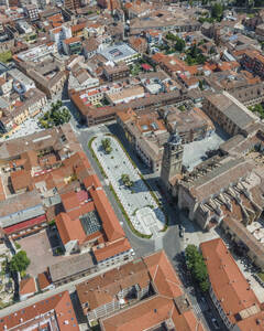 Aerial view of Plaza del Pan in Talavera de la Reina, a small town in Toledo district, Spain. - AAEF20253