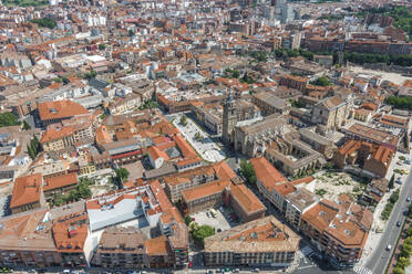 Aerial view of Plaza del Pan in Talavera de la Reina, a small town in Toledo district, Spain. - AAEF20259