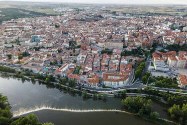 Aerial view of Zamora, a small town along the Douro river in Spain. - AAEF20500