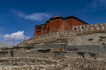 Thubten Shedrup Dhagyeling-Kloster, Tsarang, Königreich Mustang, Himalaya, Nepal, Asien - RHPLF26179