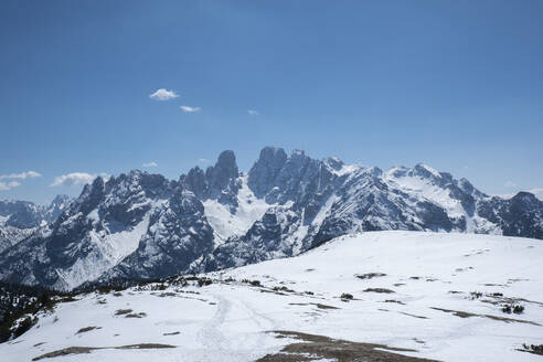 Monte Cristallo mountain covered by pristine snow, Dolomites, Belluno, Veneto, Italy, Europe - RHPLF26267