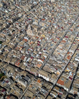 Aerial view of Ragusa new town with a large residential district, Sicily, Italy. - AAEF20632