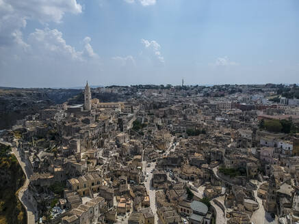 Aerial view of Matera, an ancient town along the canyon, Basilicata, Italy. - AAEF20644