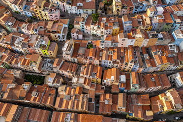 Aerial view of colourful house in Bosa, Oristano, Sardinia, Italy. - AAEF20689