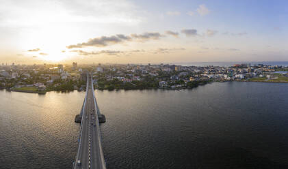 Panoramic view of Lagos Lekki Ikoyi link bridge showing parts of Lekki, Ikoyi and Banana Island, Nigeria. - AAEF20734