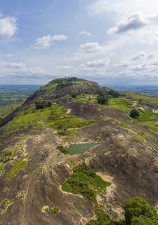 Panoramic aerial view of Ado Awaiye suspended lake in Oyo state, Nigeria. The only suspended lake in Africa. - AAEF20743