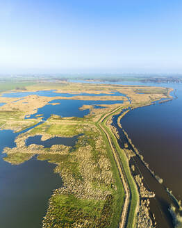 Aerial view of nature reserve Tetjehorn and lake Schildmeer, 't Roegwold, province of Groningen, The Netherlands. - AAEF20784