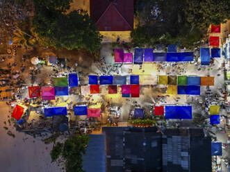 Aerial view of Chaloklum Sunday night market on Koh Phangan island, Thailand. - AAEF20810