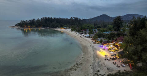 Aerial view of Zen beach at sunset in Koh Phangan, Thailand. - AAEF20813