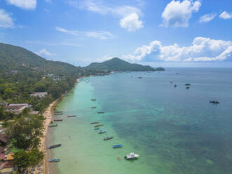 Aerial view of Sairee beach on Ko Tao island, Thailand. - AAEF20829