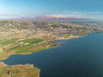 Aerial view of Qaraoun lake. Qaraoun, Lebanon - AAEF20899