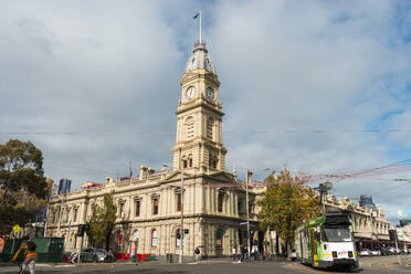 North Melbourne Town Hall and tram, City of North Melbourne, Victoria, Australia, Pacific - RHPLF26305