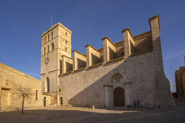 View of Cathedral, UNESCO World Heritage Site, Ibiza Town, Eivissa, Balearic Islands, Spain, Mediterranean, Europe - RHPLF26316