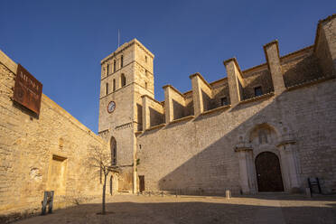 View of Cathedral, UNESCO World Heritage Site, Ibiza Town, Eivissa, Balearic Islands, Spain, Mediterranean, Europe - RHPLF26324