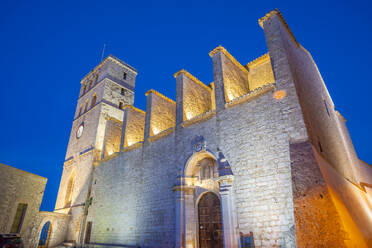 View of Cathedral in Dalt Vila district at dusk, UNESCO World Heritage Site, Ibiza Town, Eivissa, Balearic Islands, Spain, Mediterranean, Europe - RHPLF26345