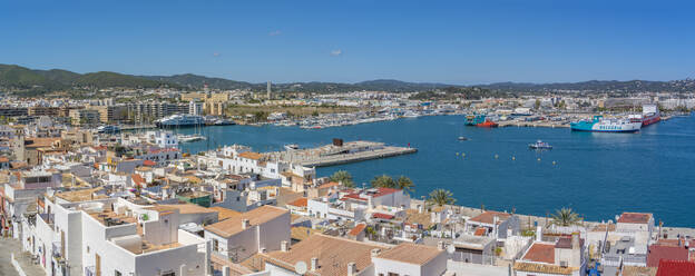 View of Dalt Vila and harbour from defensive walls, UNESCO World Heritage Site, Ibiza Town, Eivissa, Balearic Islands, Spain, Mediterranean, Europe - RHPLF26358