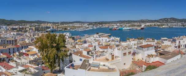 View of Dalt Vila and harbour from defensive walls, UNESCO World Heritage Site, Ibiza Town, Eivissa, Balearic Islands, Spain, Mediterranean, Europe - RHPLF26359