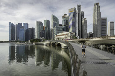 Jubilee Bridge and City Skyline at dawn, Singapore, Southeast Asia, Asia - RHPLF26371