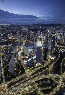 Aerial view of Singapore City Harbour at night, Singapore, Southeast Asia, Asia - RHPLF26376