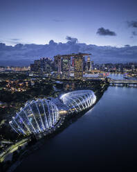 Aerial view of Singapore City Harbour at night, Singapore, Southeast Asia, Asia - RHPLF26378