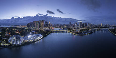 Aerial view of Singapore City Harbour at night, Singapore, Southeast Asia, Asia - RHPLF26383