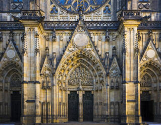 The Gothic facade of St. Vitus Cathedral, Prague Castle, UNESCO World Heritage Site, Prague, Bohemia, Czech Republic (Czechia), Europe - RHPLF26472