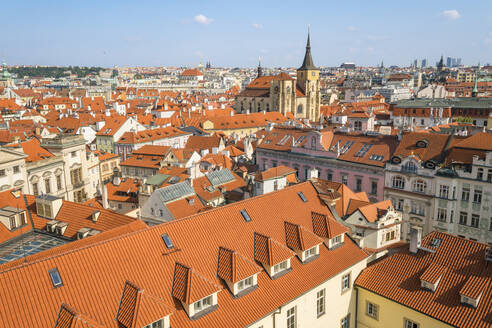 St. Giles' Church (sv. Jilja) and red roofs of building in Old Town, UNESCO World Heritage Site, Prague, Czech Republic (Czechia), Europe - RHPLF26499