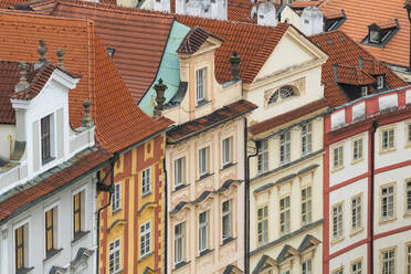 Detail of facades of houses near Old Town Square, Old Town, UNESCO World Heritage Site, Prague, Bohemia, Czech Republic (Czechia), Europe - RHPLF26506