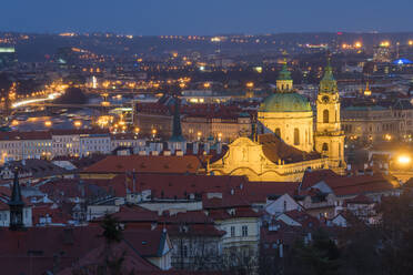Illuminated St. Nicholas Church at night, Mala Strana, UNESCO World Heritage Site, Prague, Bohemia, Czech Republic (Czechia), Europe - RHPLF26725