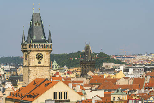 Old Town Hall Tower and Powder Tower, UNESCO World Heritage Site, Prague, Bohemia, Czech Republic (Czechia), Europe - RHPLF26731