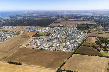 Aerial view of Ocean Grove, a small residential district with houses in Victoria, Australia. - AAEF21039