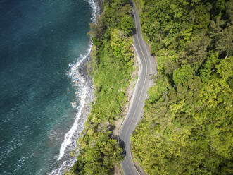 Aerial View of Road to Hana along the coast, Maui, Hawaii, United States. - AAEF21079
