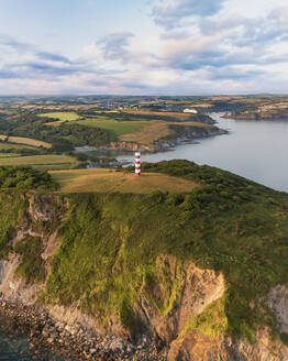 Aerial view of Grbben Head, Fowey, Cornwall, United Kingdom. - AAEF21088