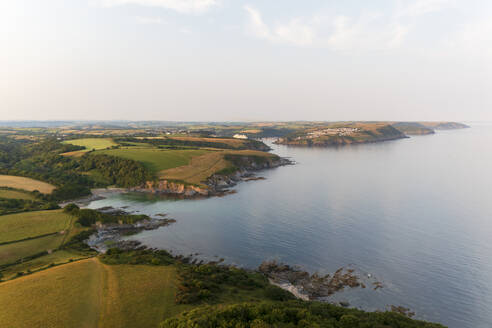 Aerial view of Grbben Head, Fowey, Cornwall, United Kingdom. - AAEF21092