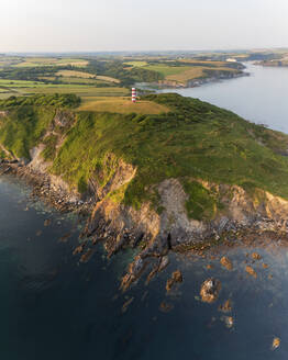 Aerial view of Grbben Head, Fowey, Cornwall, United Kingdom. - AAEF21094