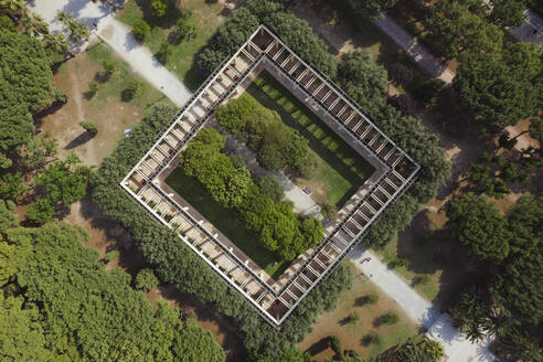 Aerial view of Yoga Satoru, a city landmark in Valencia, Spain. - AAEF21103