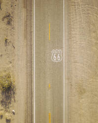 Aerial view of famous Historical Route 66, California, San Bernardino County, United States. - AAEF21119