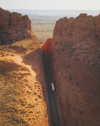 Aerial view of the Antelope Pass Road, near Page, Arizona, United States. - AAEF21128