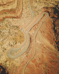 Aerial view of the historical Moki Dugway dirt road, Utah, United States. - AAEF21144