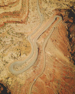 Aerial view of the historical Moki Dugway dirt road, Utah, United States. - AAEF21144