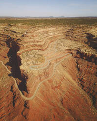 Aerial view of the historical Moki Dugway dirt road, Utah, United States. - AAEF21145