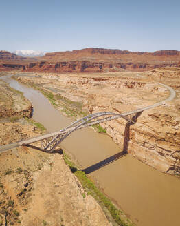 Aerial view of a bridge over Colorado River, Utah State Route 95, Utah, United States. - AAEF21196