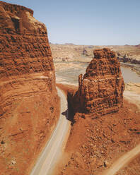 Aerial view of Narrow Canyon, near Colorado River, Utah State Route 95, Utah, United States. - AAEF21200