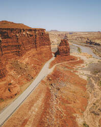 Aerial view of Narrow Canyon, near Colorado River, Utah State Route 95, Utah, United States. - AAEF21201
