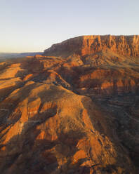 Aerial view of colorful rock textures, near Vermilion Cliffs National Monument, Marble Canyon, Arizona, United States. - AAEF21274