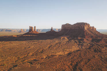 Aerial view of famous Monument Valley at sunset, Utah, United States. - AAEF21284